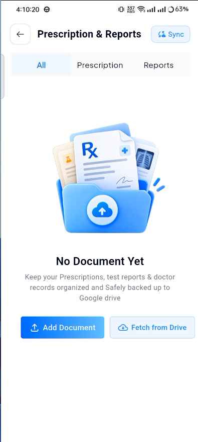 HealthTrack Vault — prescriptions and lab reports with doctor and next visit